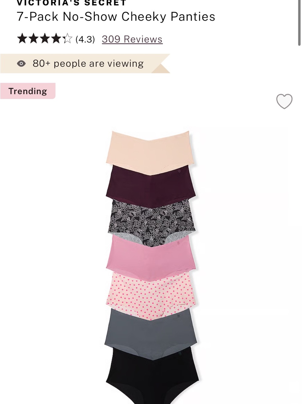 Victorias Secret 7 Pack No Show Cheeky Panties